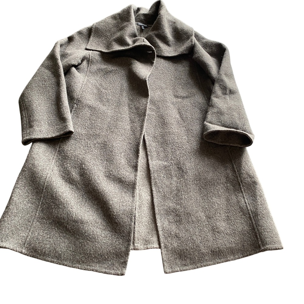 Eileen Fisher Baby Alpaca Wool Oversized Shawl Collar Coat Brown Medium